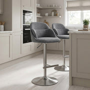 Tabouret de Bar Tissu - Freya Gris Foncé 