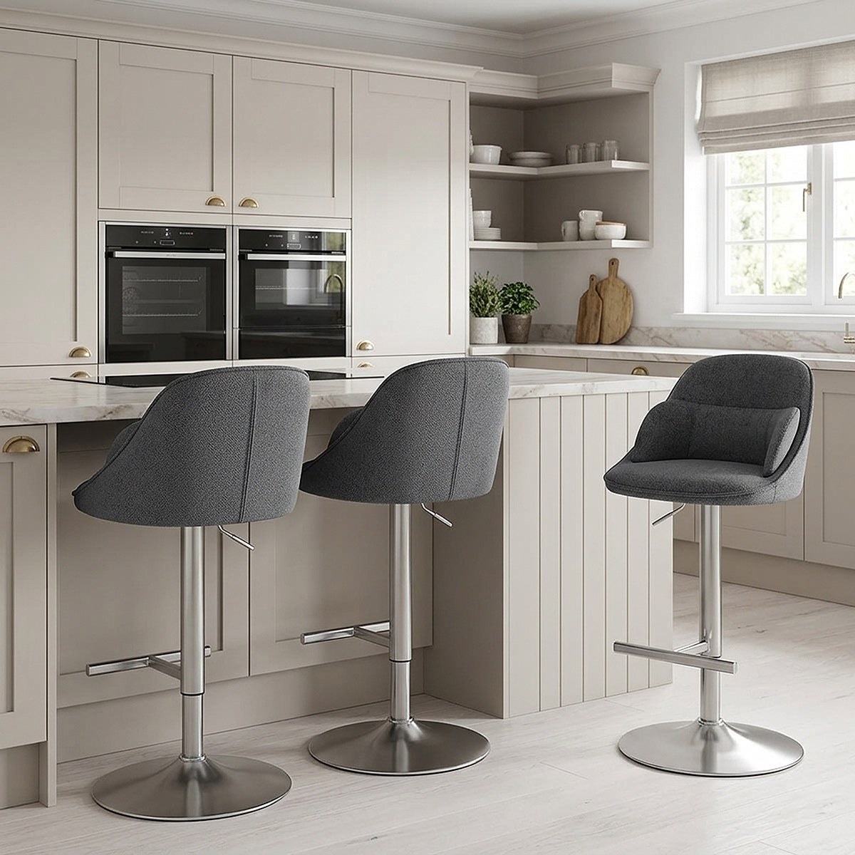 Tabouret de Bar Tissu - Freya Gris Foncé 