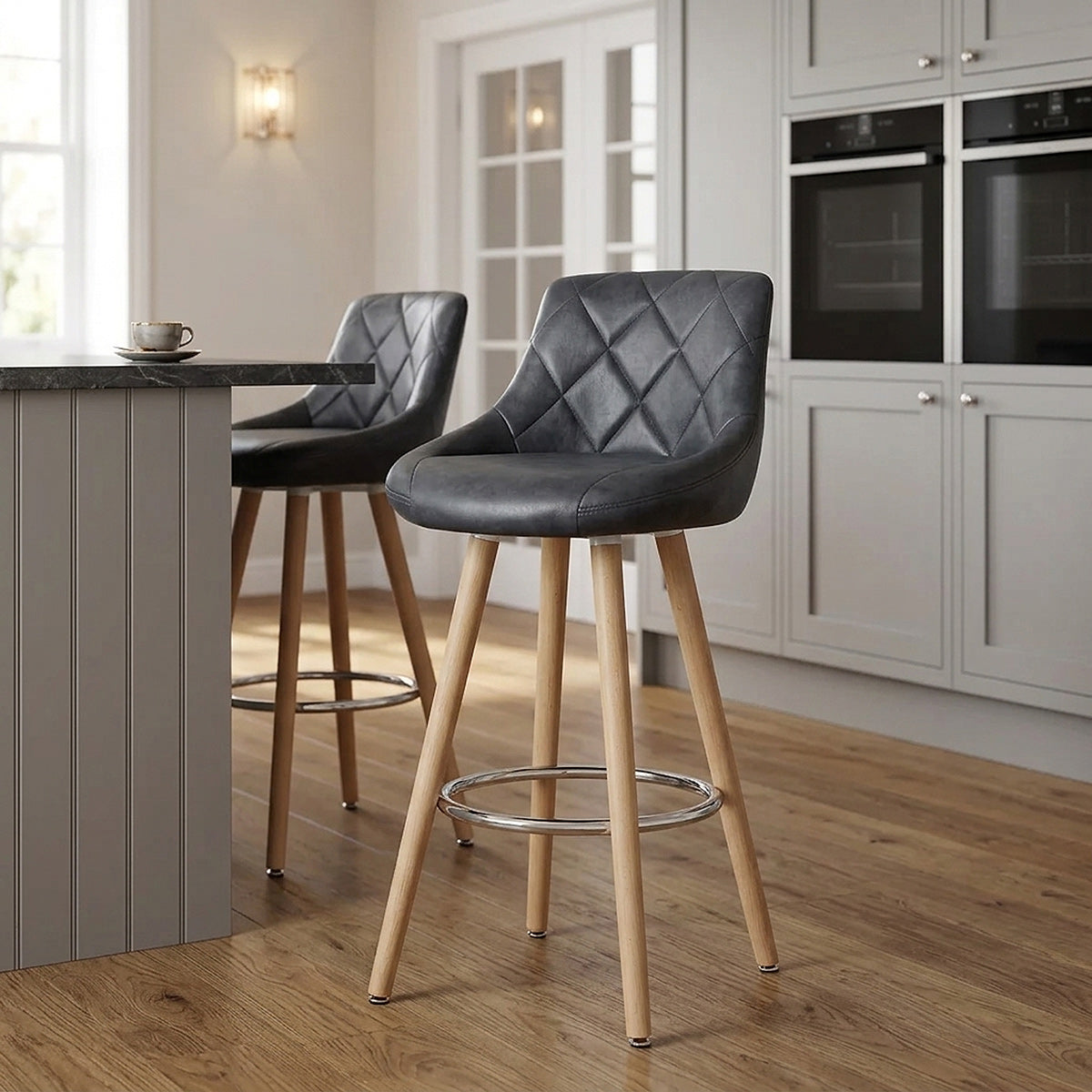 Tabouret de Bar Faux Cuir Antique - Fuse Bleu Foncé