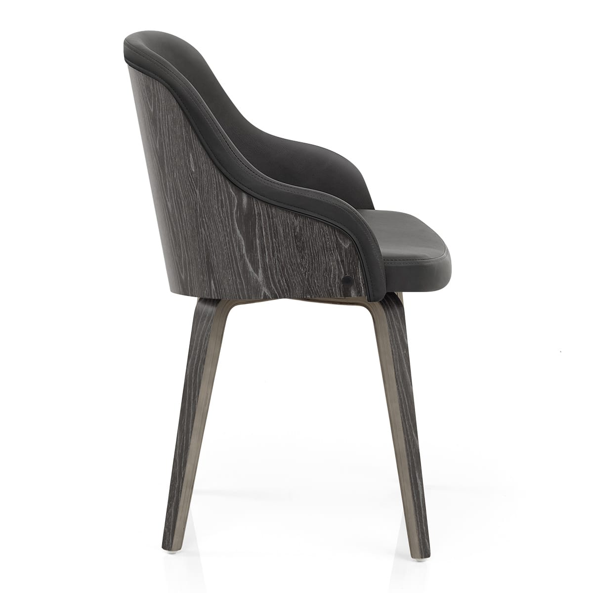 Chaise Bois Simili Cuir - Fusion Gris Gris 