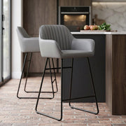 Tabouret de bar Faux Cuir - Gabrielle Gris 