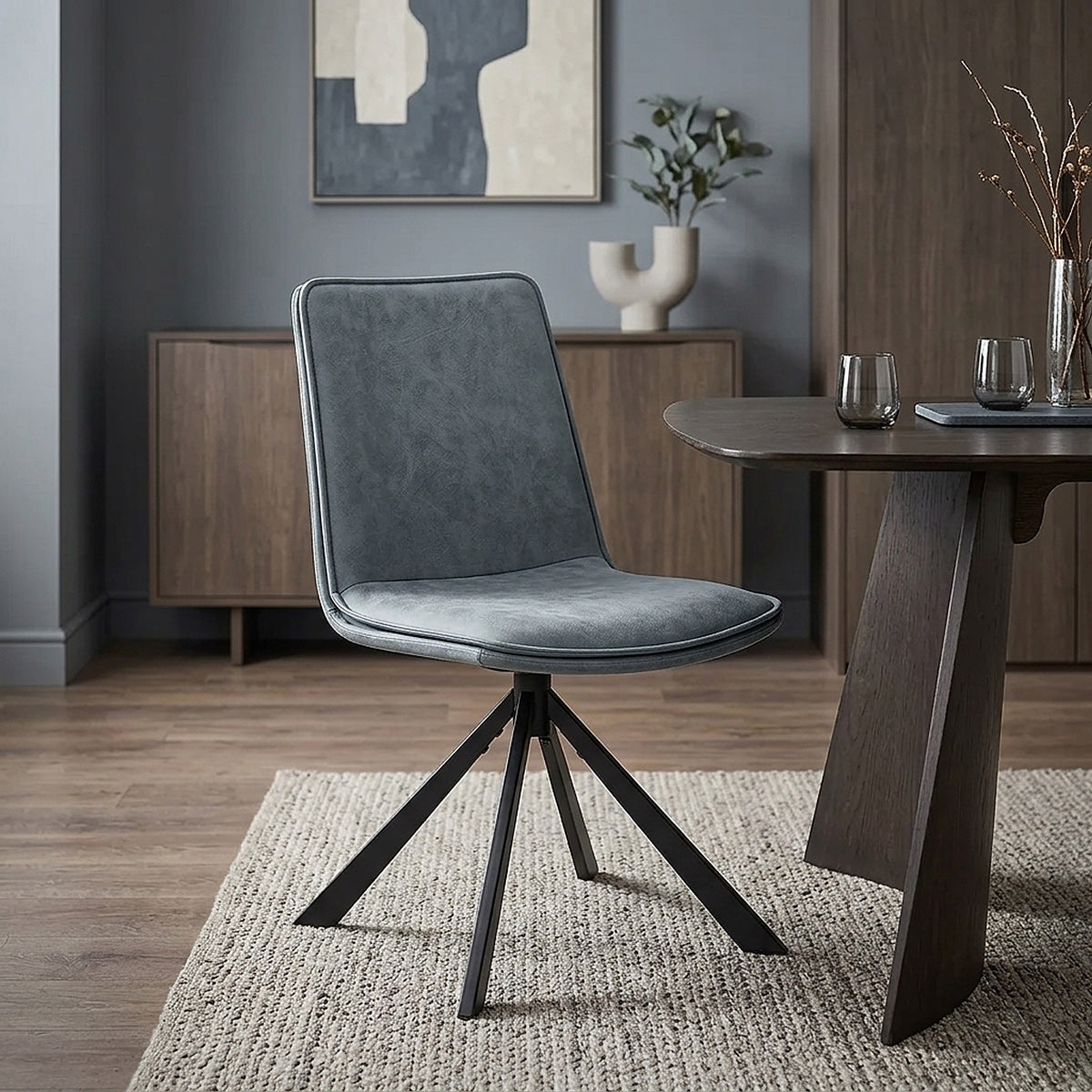 Chaise Faux Cuir - Genesis Bleu 