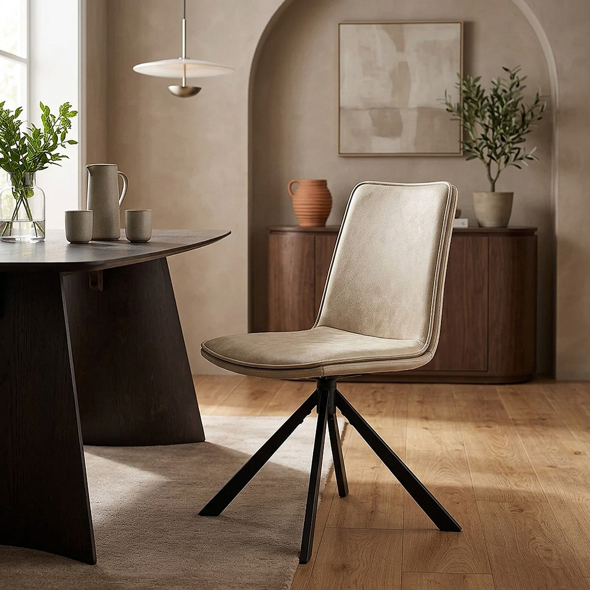 Chaise Faux Cuir - Genesis Crème 