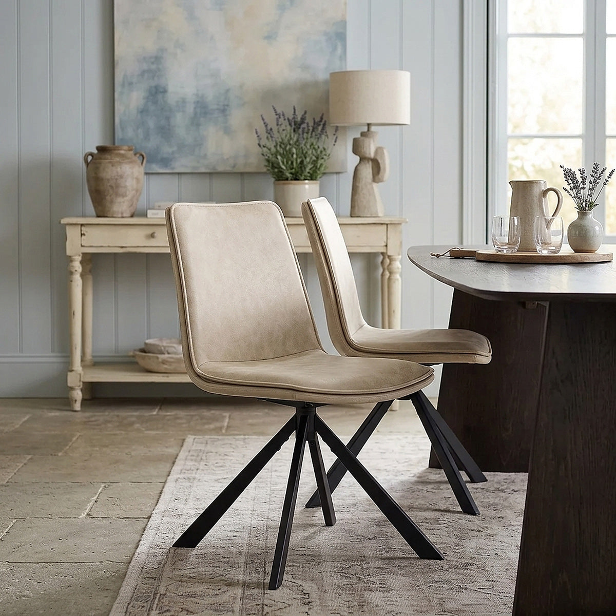 Chaise Faux Cuir - Genesis Crème 