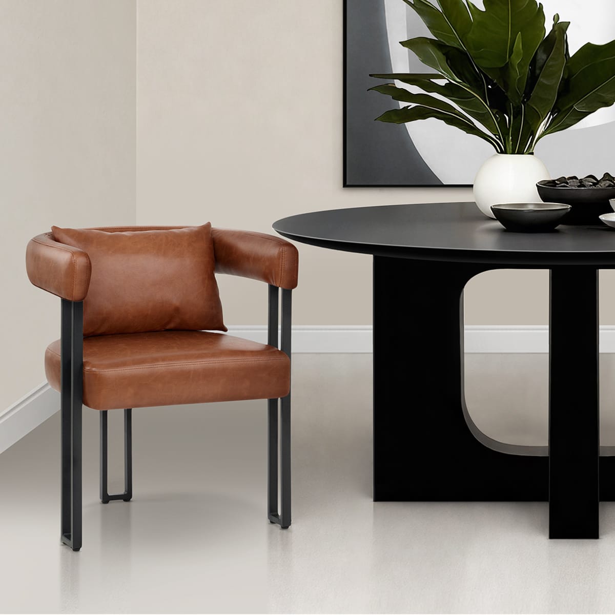 Chaise Faux Cuir - Gigi Marron Antique