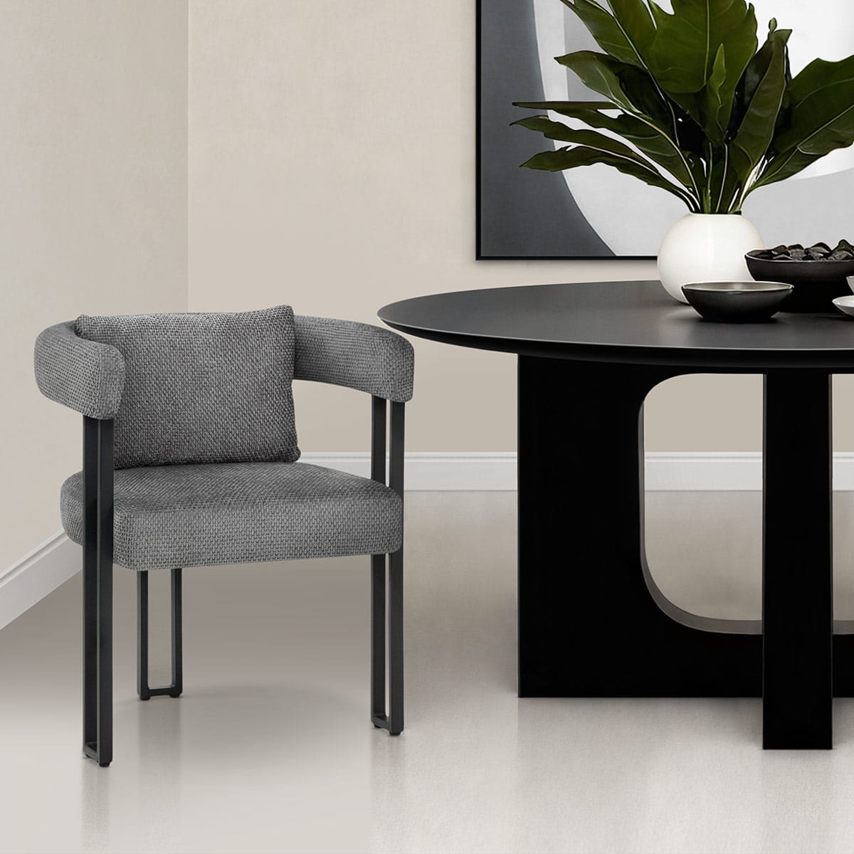 Gigi Chair & Cushion Grey Fabric