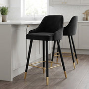 Chaise de Bar Bois Velours Doré - Glam Noir 