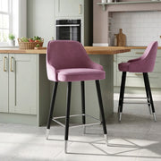 Chaise de Bar Bois Velours - Glam Violet 