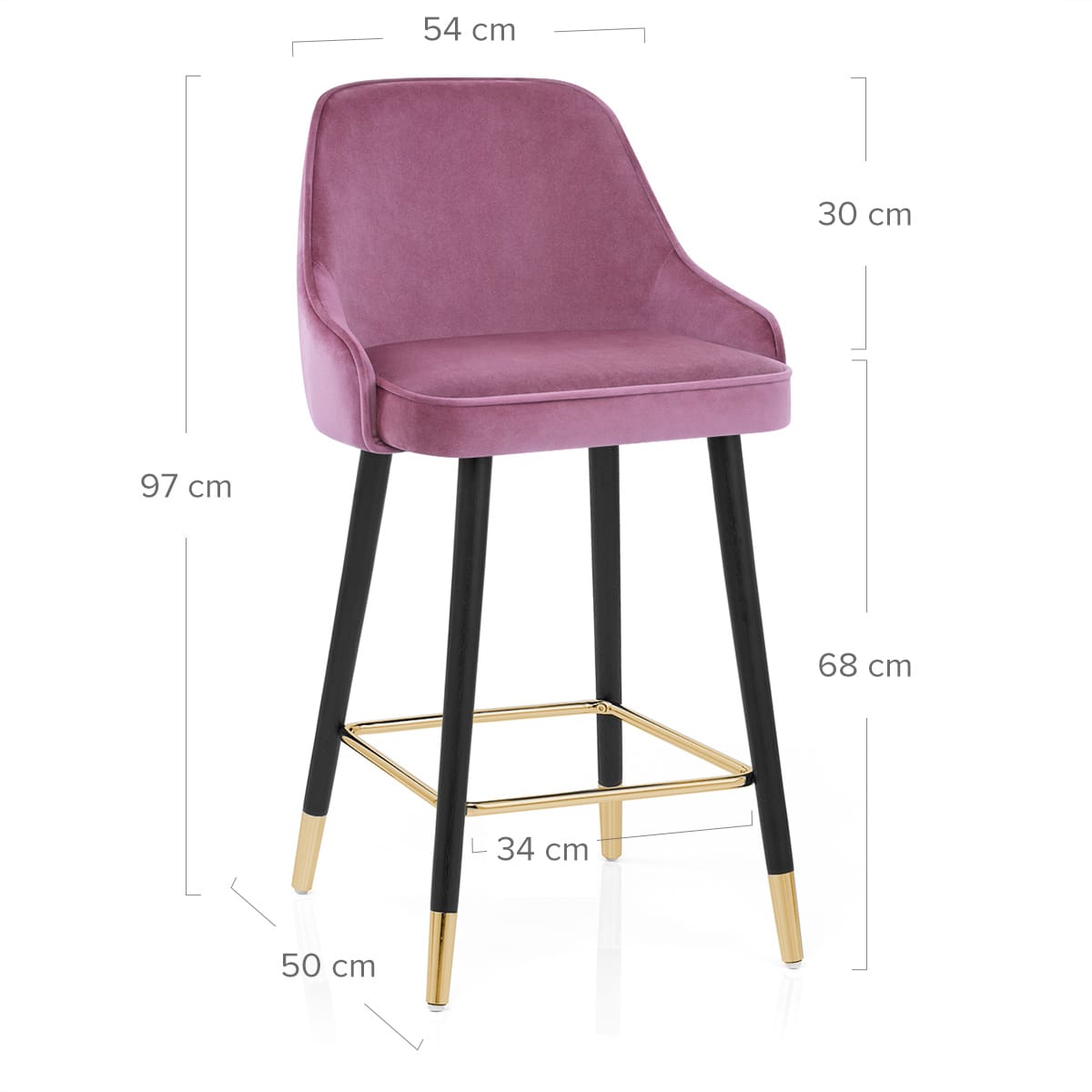 Chaise de Bar Bois Velours Doré - Glam Violet