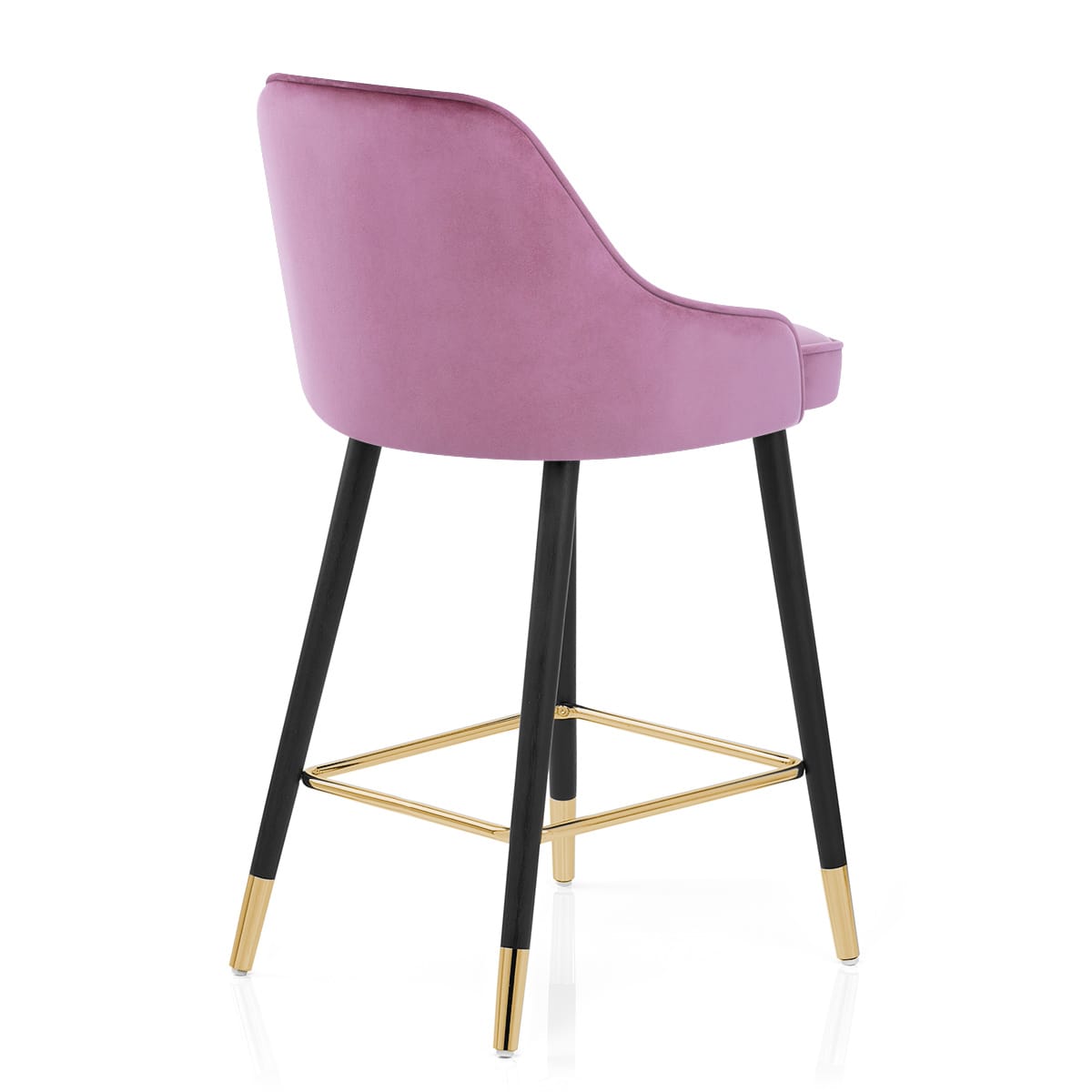 Chaise de Bar Bois Velours Doré - Glam Violet