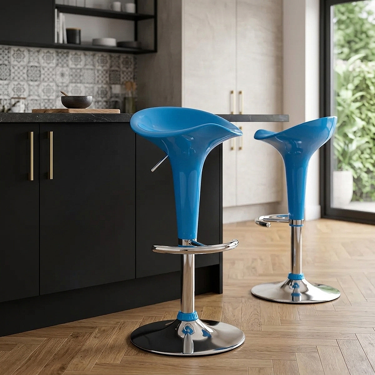 Chaise de Bar ABS Chrome - Gloss Coco Bleu 