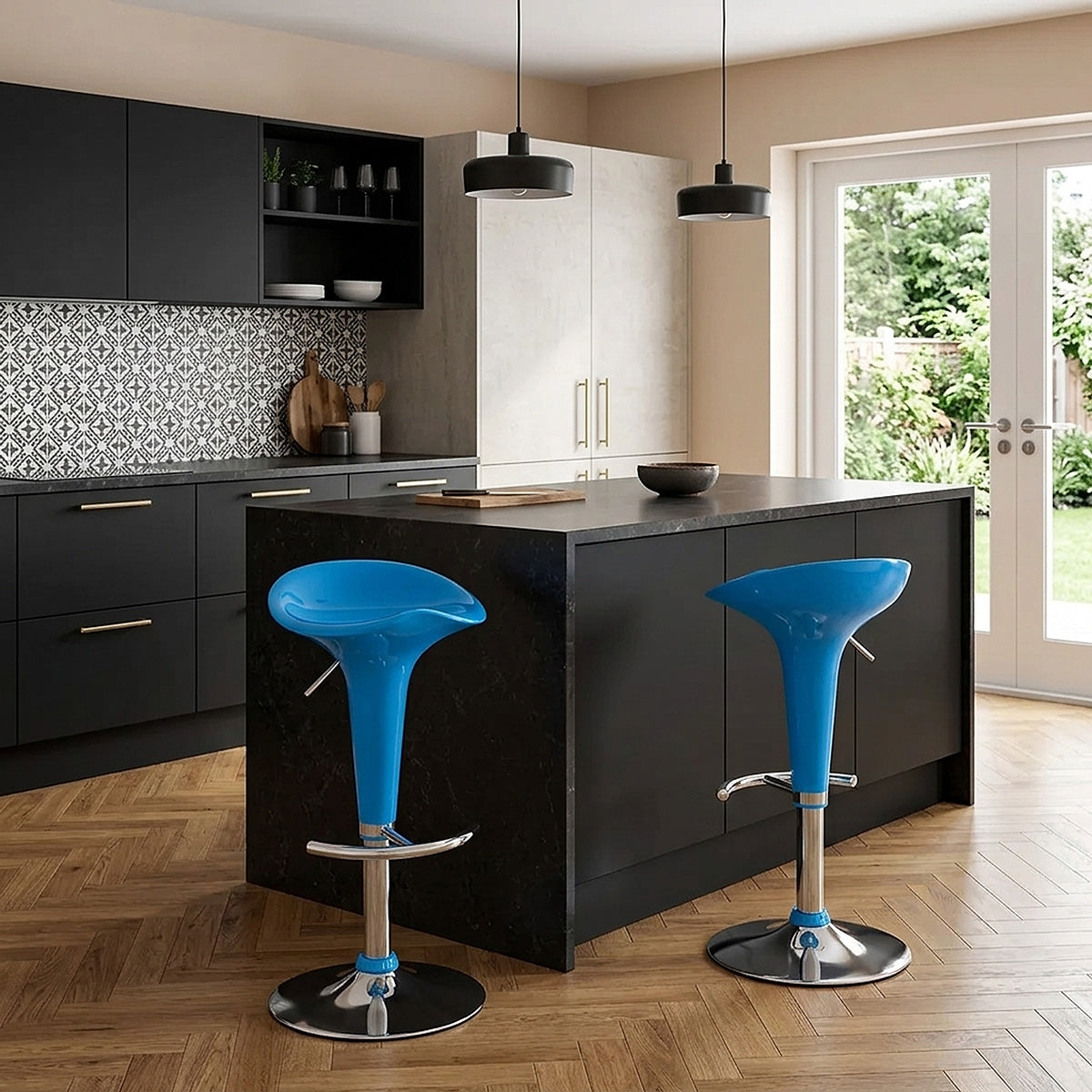 Chaise de Bar ABS Chrome - Gloss Coco Bleu 