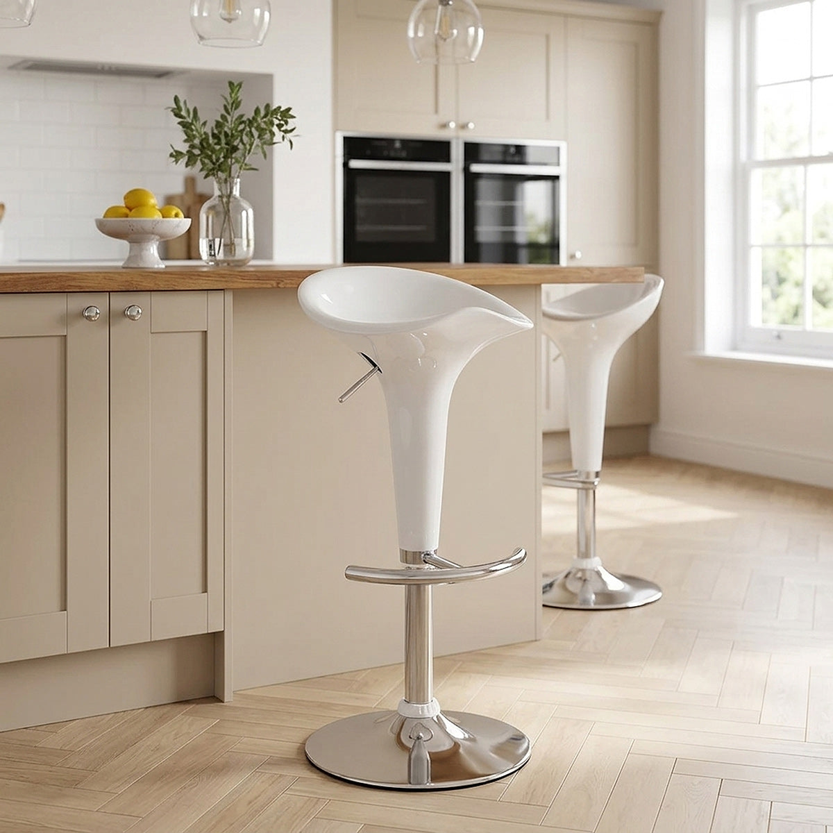 Chaise de Bar ABS Chrome - Gloss Coco Blanc 