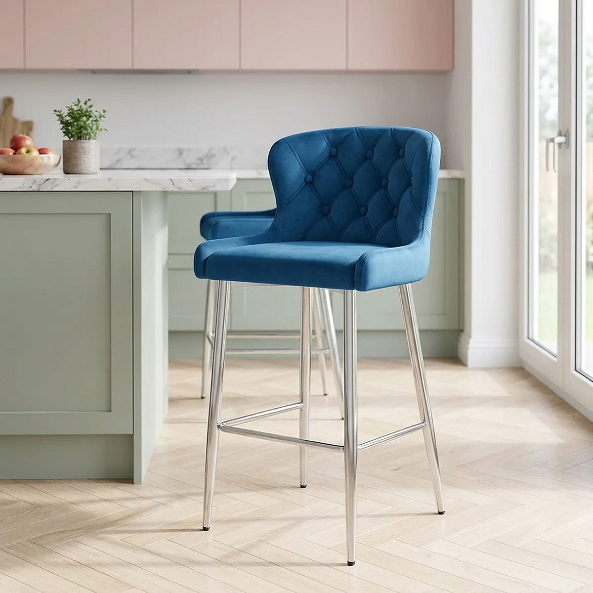 Tabouret Velours - Grace Bleu