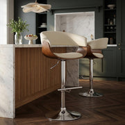 Chaise de Bar Bois Faux Cuir - Grafton Crème 