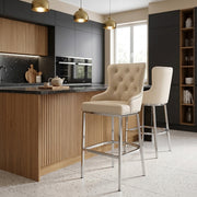 Chaise de Bar Métal Faux Cuir - Grange Crème 