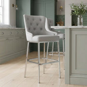 Chaise de Bar Métal Faux Cuir - Grange Gris 
