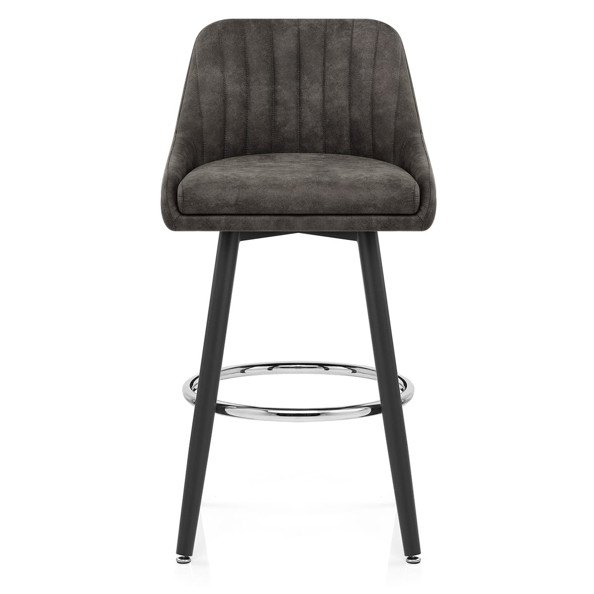 Tabouret de Bar Simili Daim Chrome - Hamilton Gris Foncé 