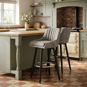 Tabouret de Bar Simili Daim Chrome - Hamilton Gris 