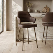 Tabouret Faux Cuir Bronze - Hampton Marron