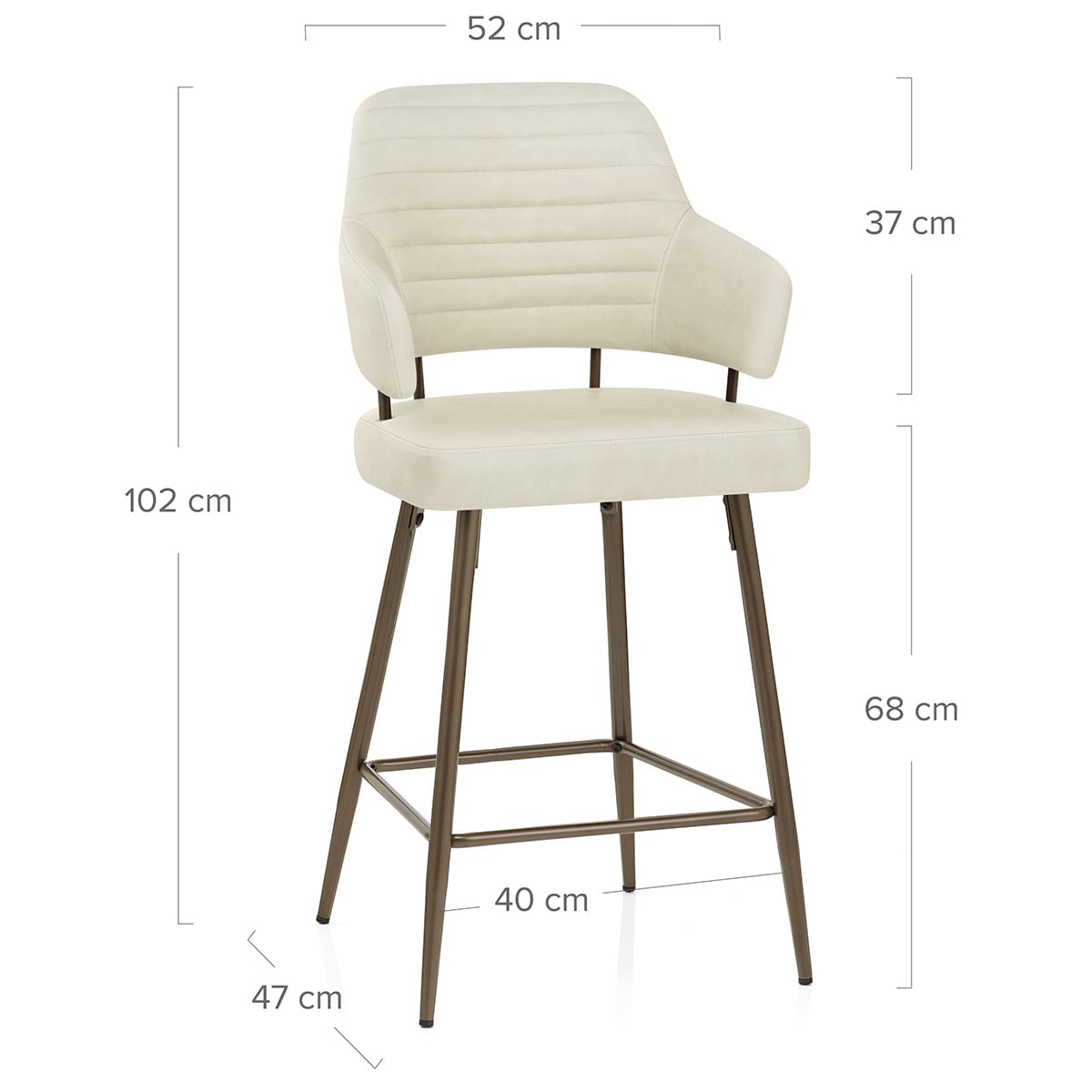 Tabouret Faux Cuir Bronze - Hampton Crème