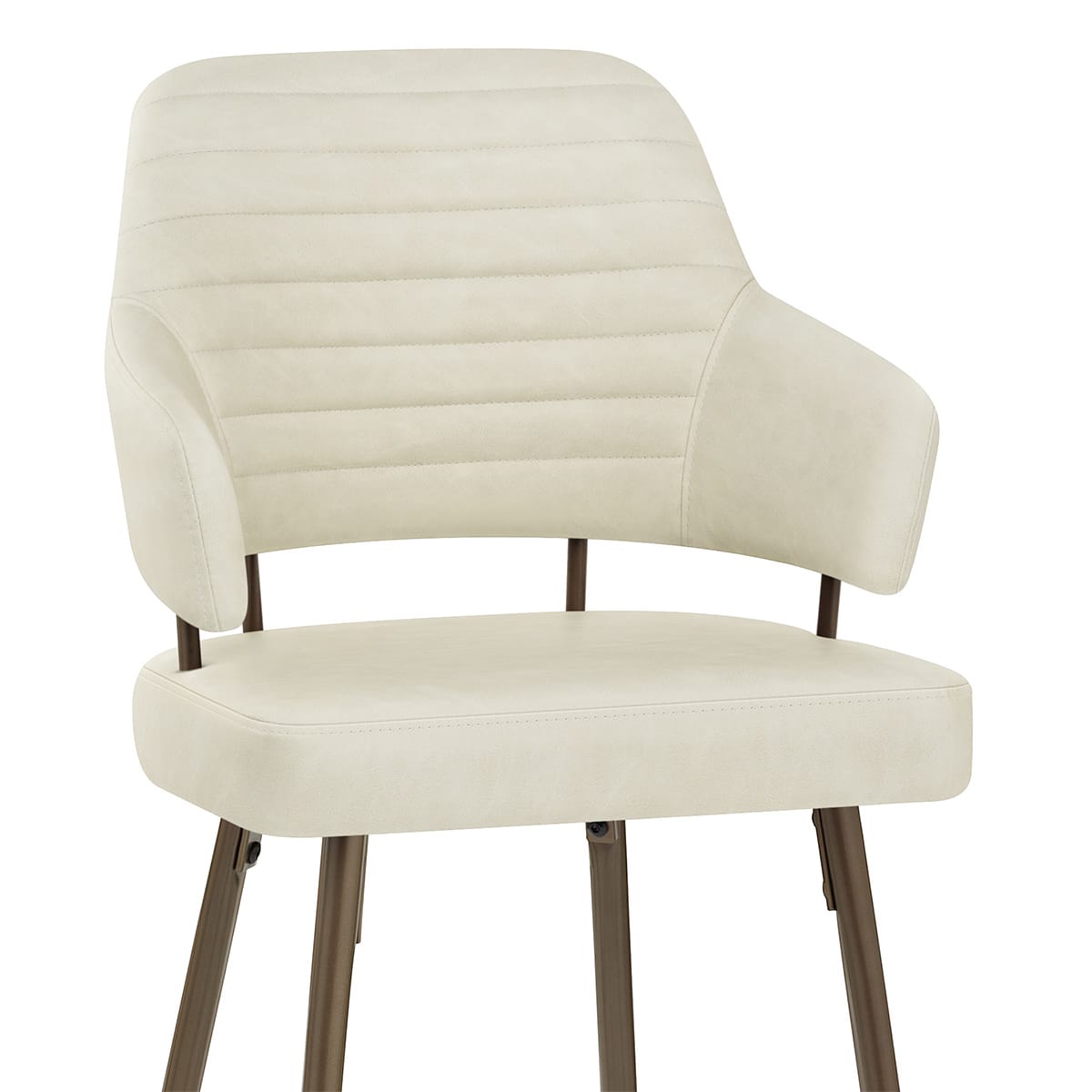 Tabouret Faux Cuir Bronze - Hampton Crème