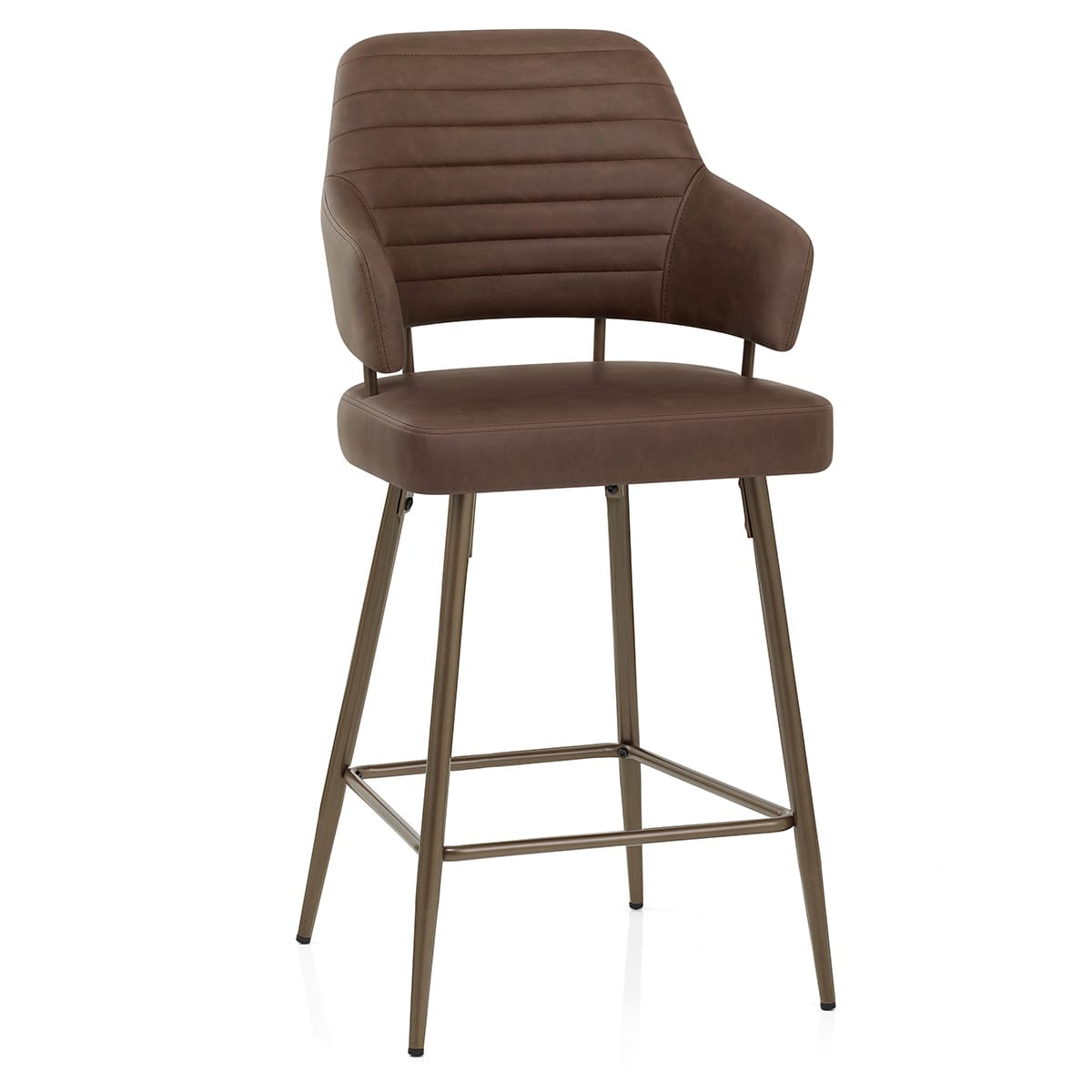 Tabouret Faux Cuir Bronze - Hampton Marron