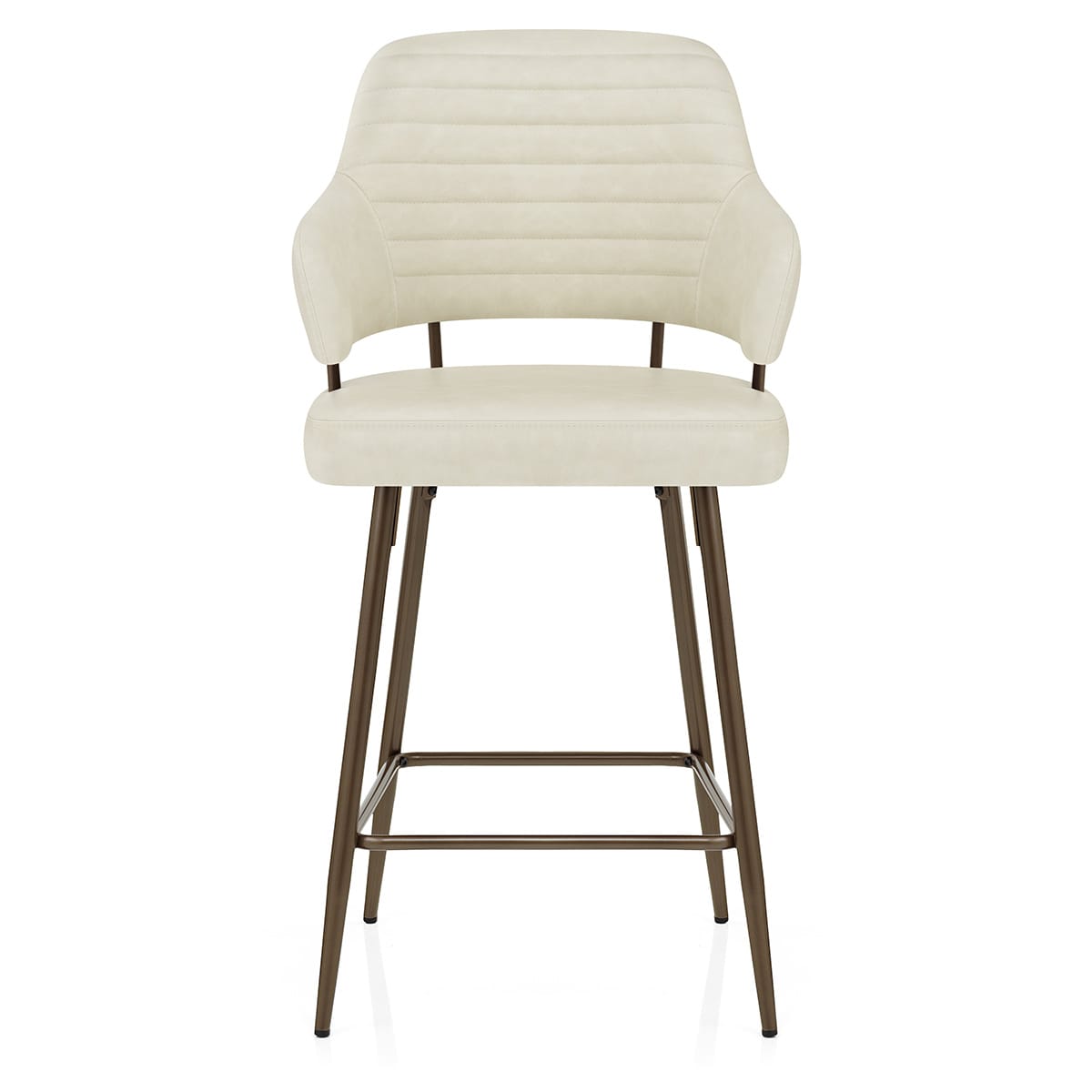 Tabouret Faux Cuir Bronze - Hampton Crème