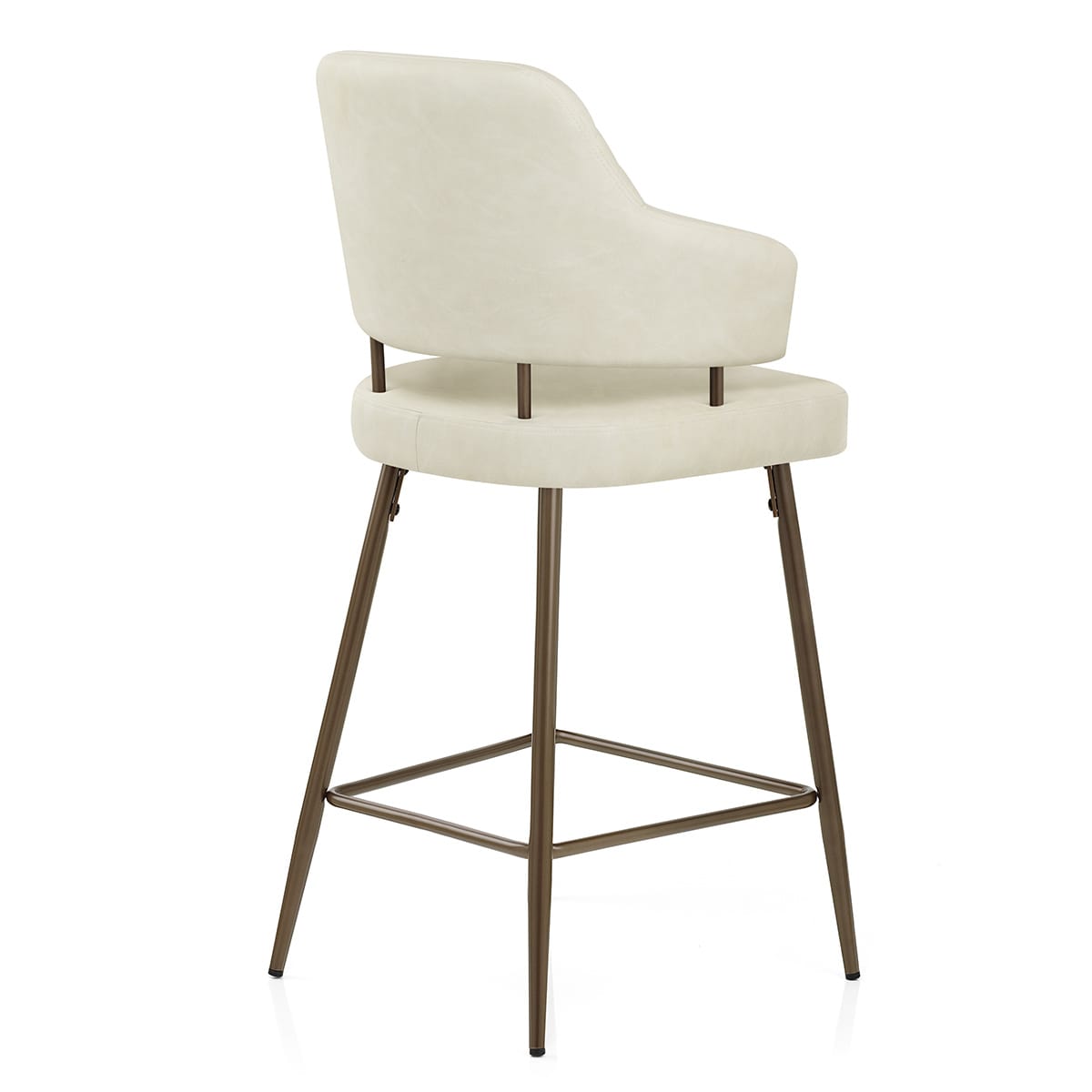 Tabouret Faux Cuir Bronze - Hampton Crème