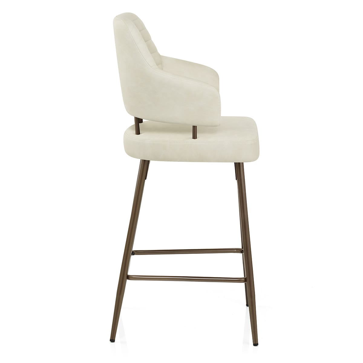 Tabouret Faux Cuir Bronze - Hampton Crème