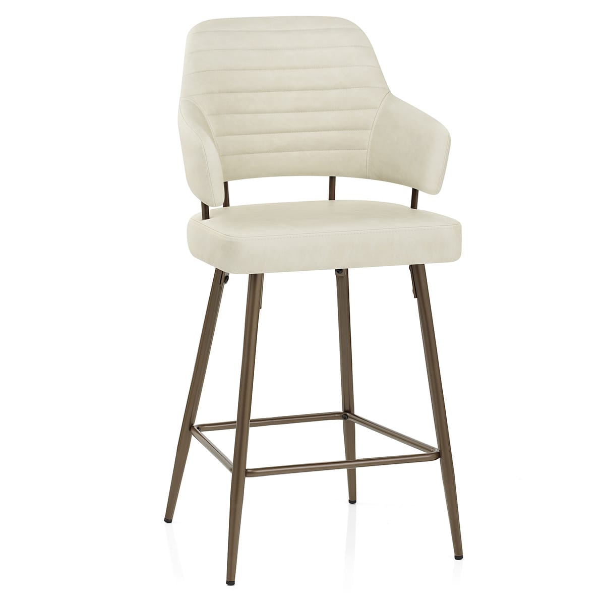 Tabouret Faux Cuir Bronze - Hampton Crème