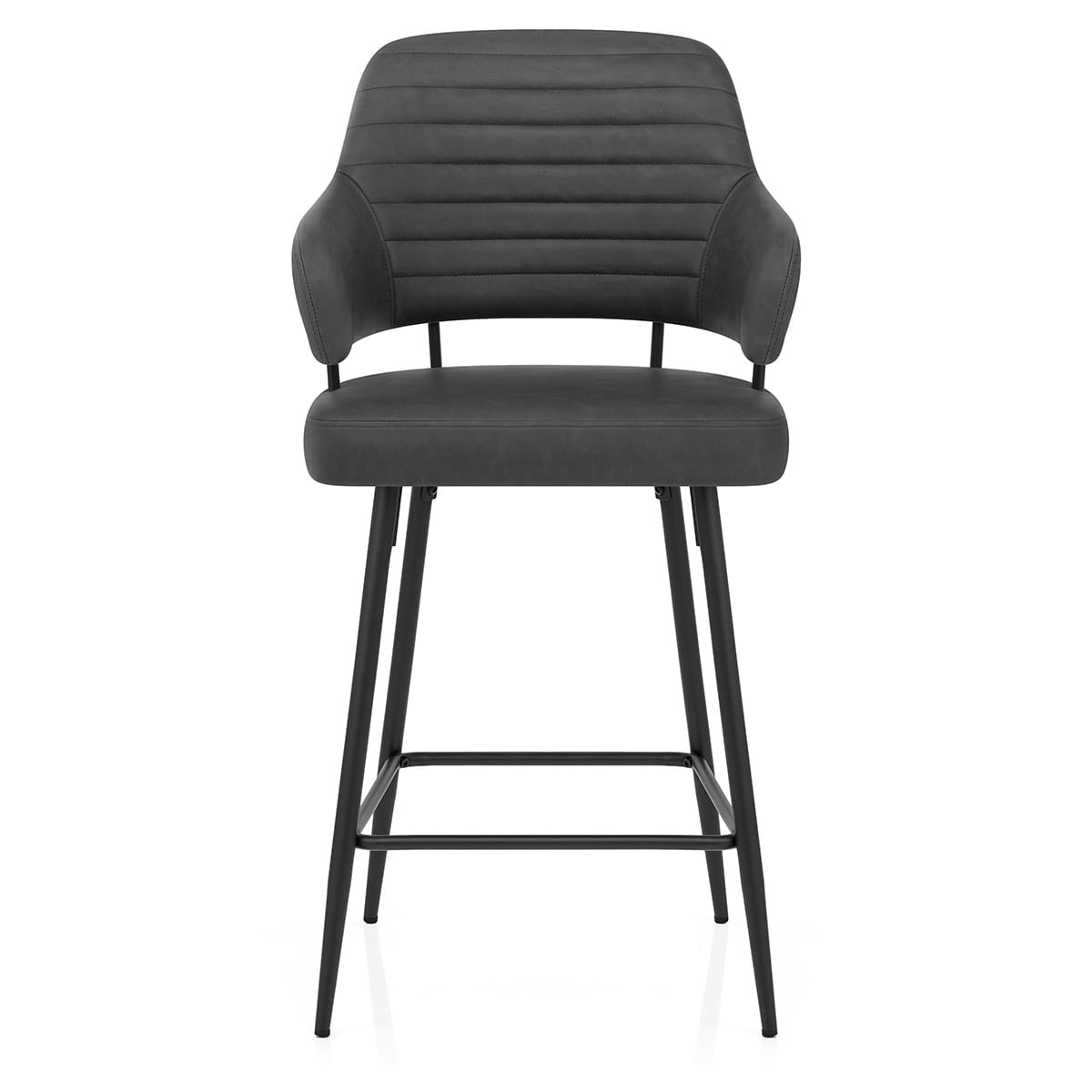 Tabouret Faux Cuir Noir - Hampton Gris Foncé