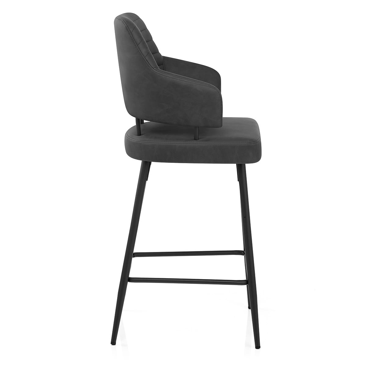 Tabouret Faux Cuir Noir - Hampton Gris Foncé