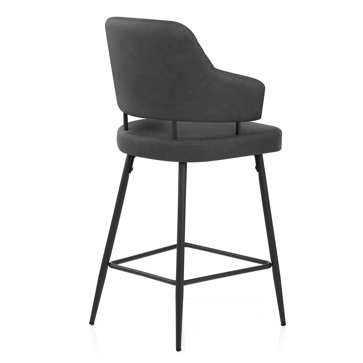 Tabouret Faux Cuir Noir - Hampton Gris Foncé