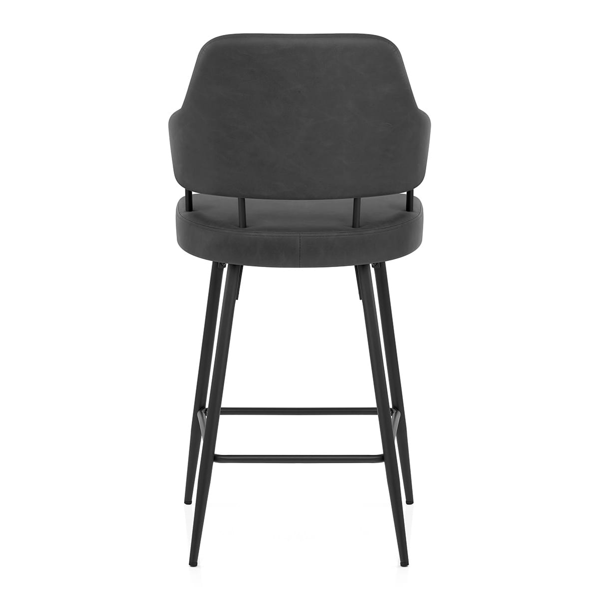 Tabouret Faux Cuir Noir - Hampton Gris Foncé
