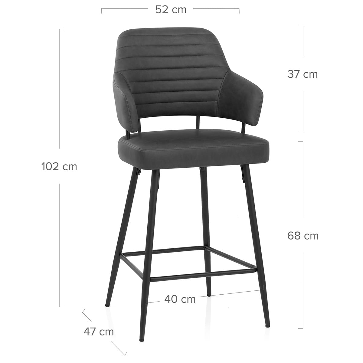Tabouret Faux Cuir Noir - Hampton Gris Foncé
