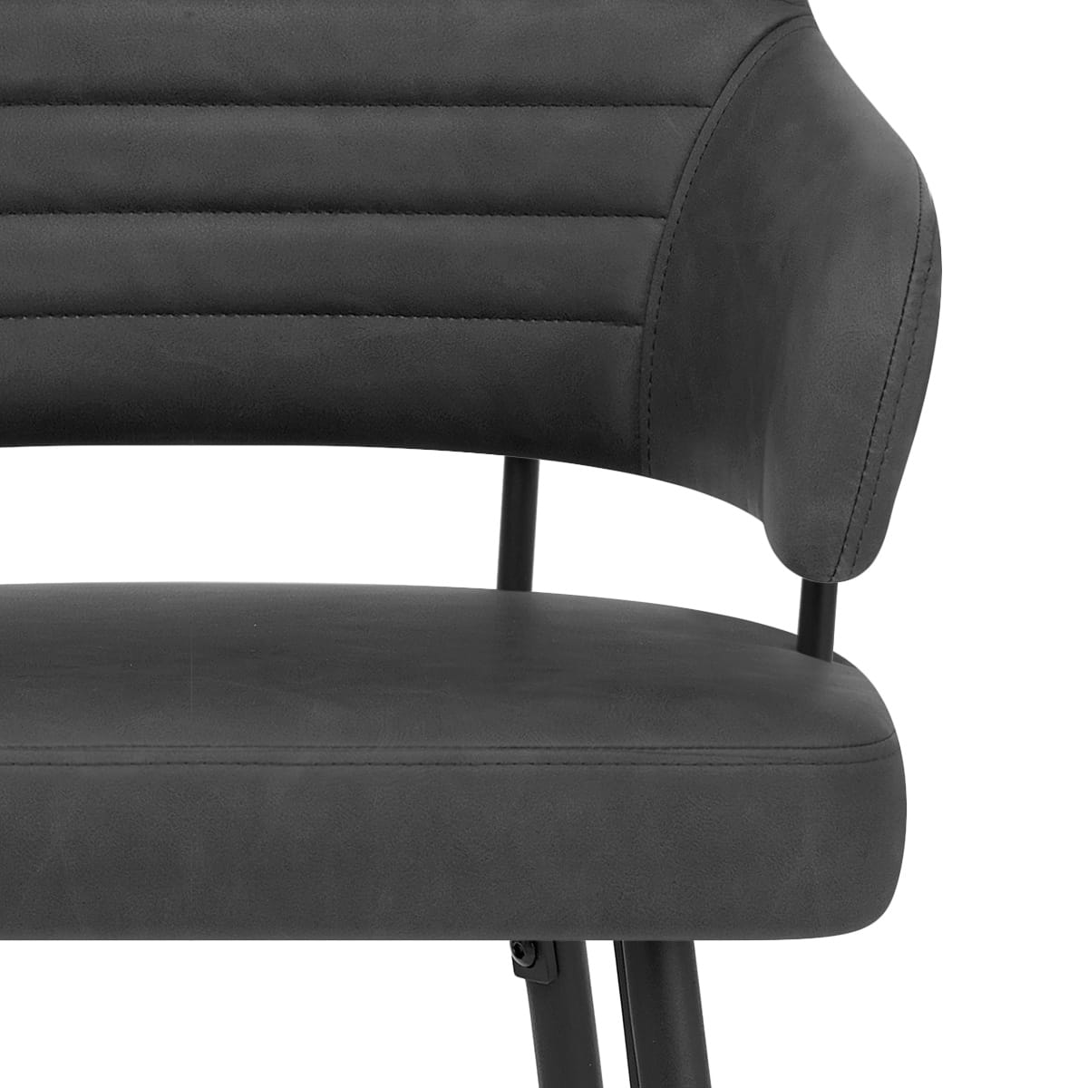 Tabouret Faux Cuir Noir - Hampton Gris Foncé