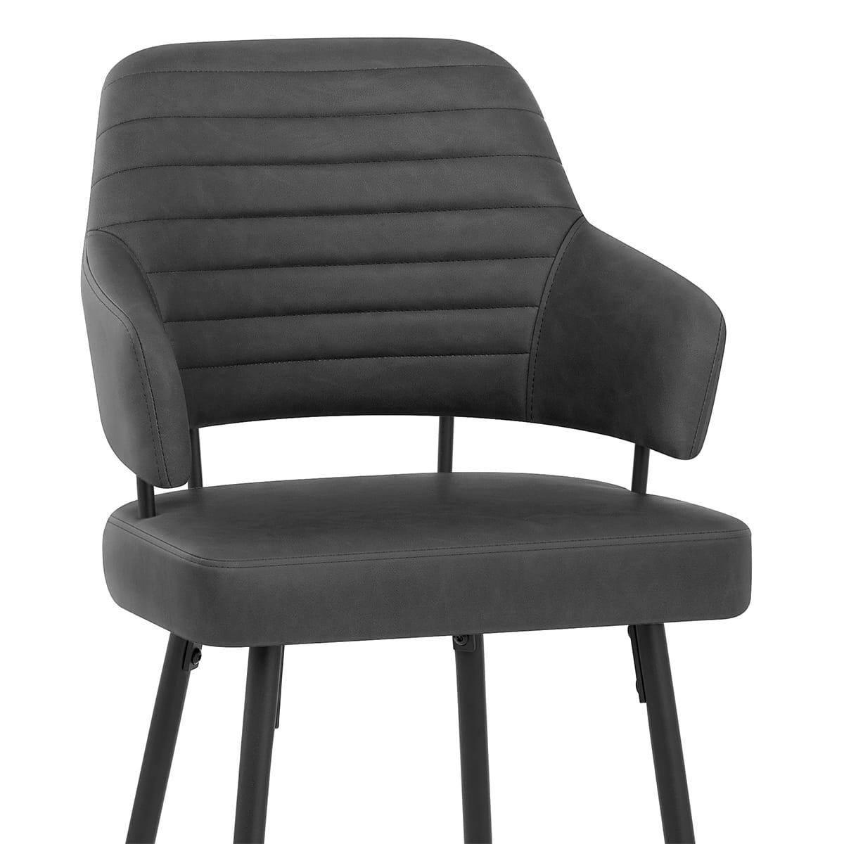 Tabouret Faux Cuir Noir - Hampton Gris Foncé