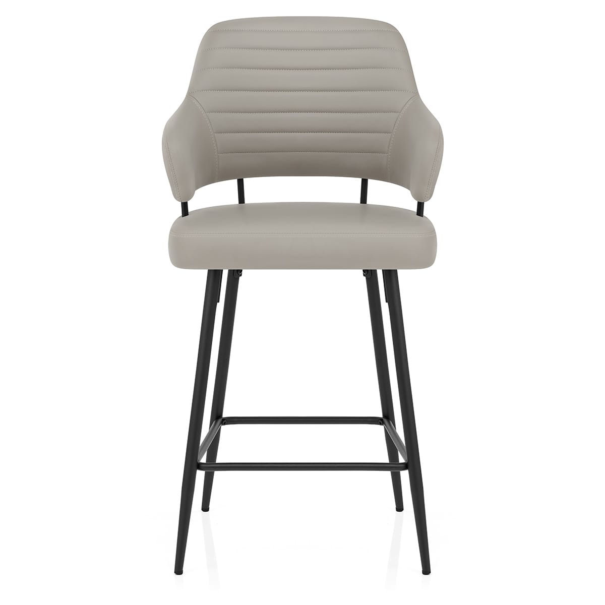 Tabouret Faux Cuir Noir - Hampton Gris Clair