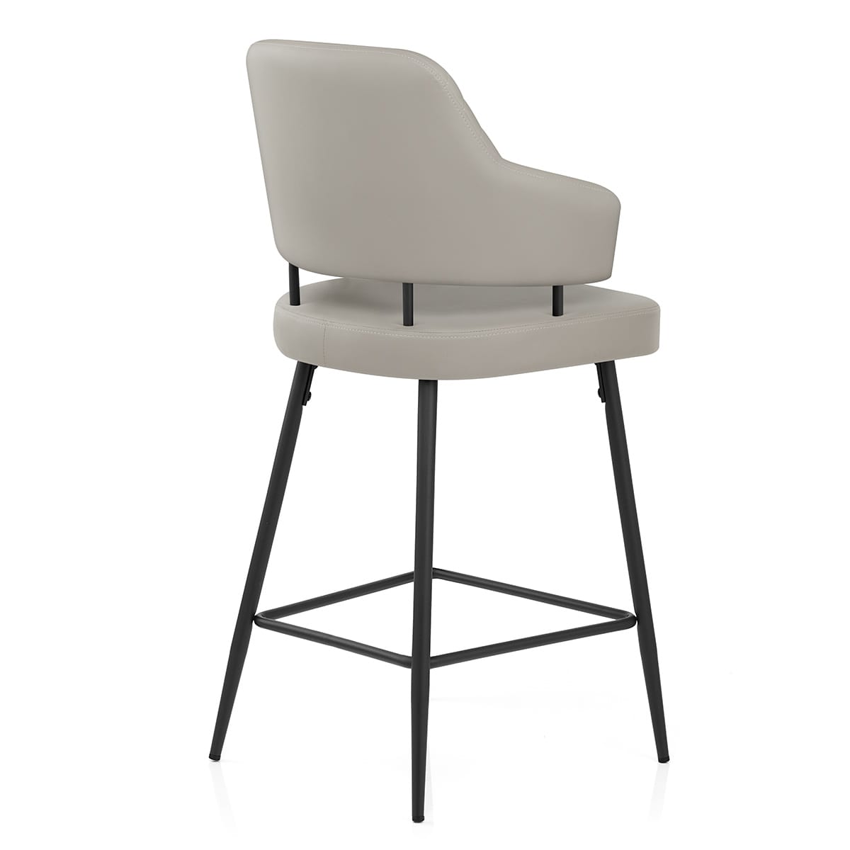 Tabouret Faux Cuir Noir - Hampton Gris Clair