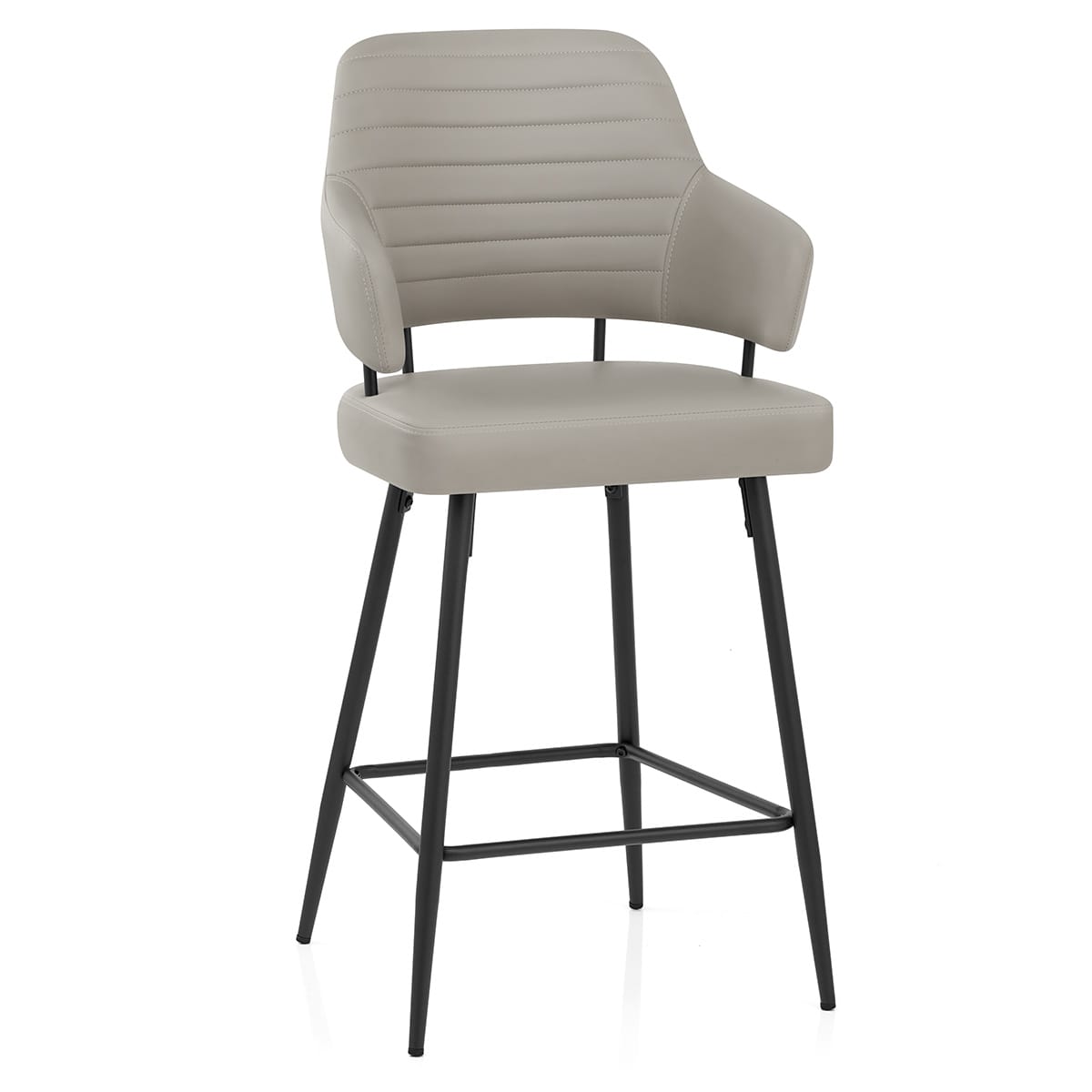 Tabouret Faux Cuir Noir - Hampton Gris Clair