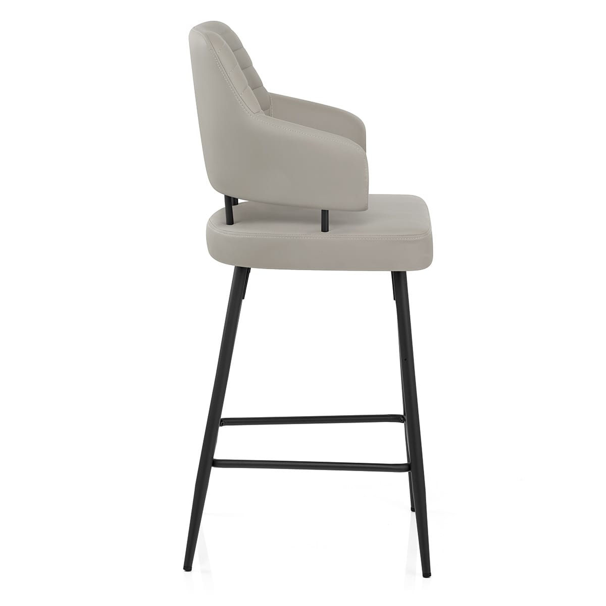 Tabouret Faux Cuir Noir - Hampton Gris Clair