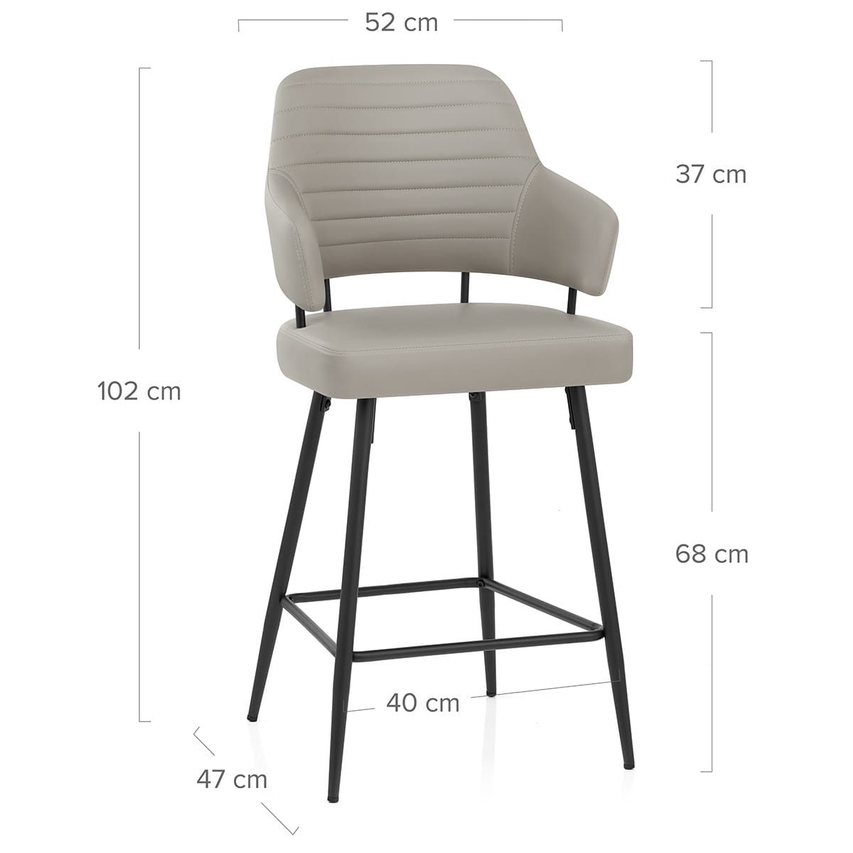 Tabouret Faux Cuir Noir - Hampton Gris Clair