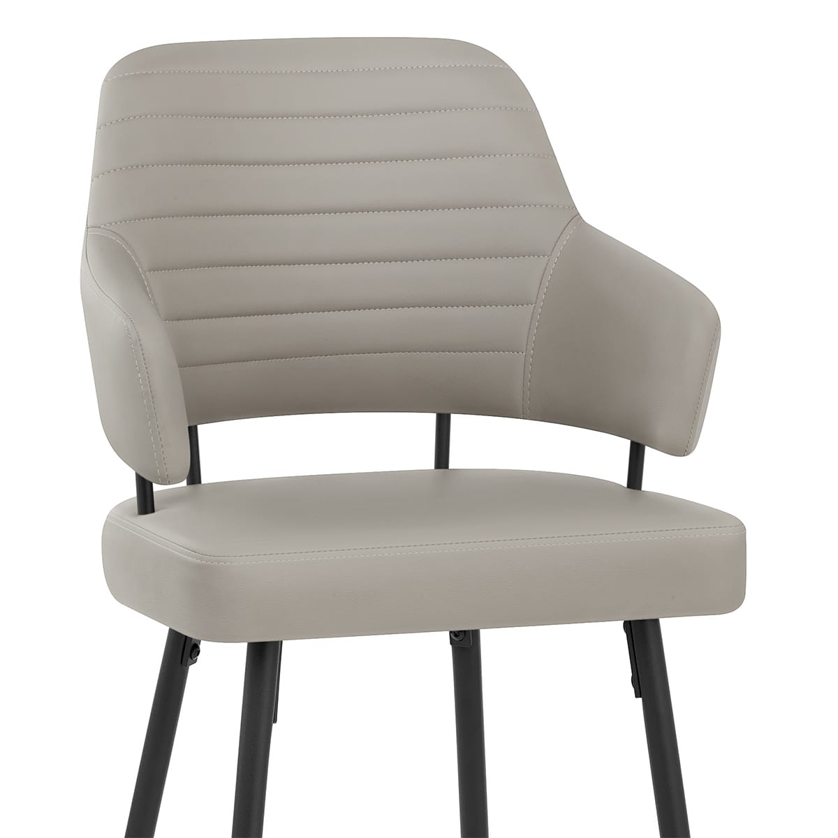 Tabouret Faux Cuir Noir - Hampton Gris Clair