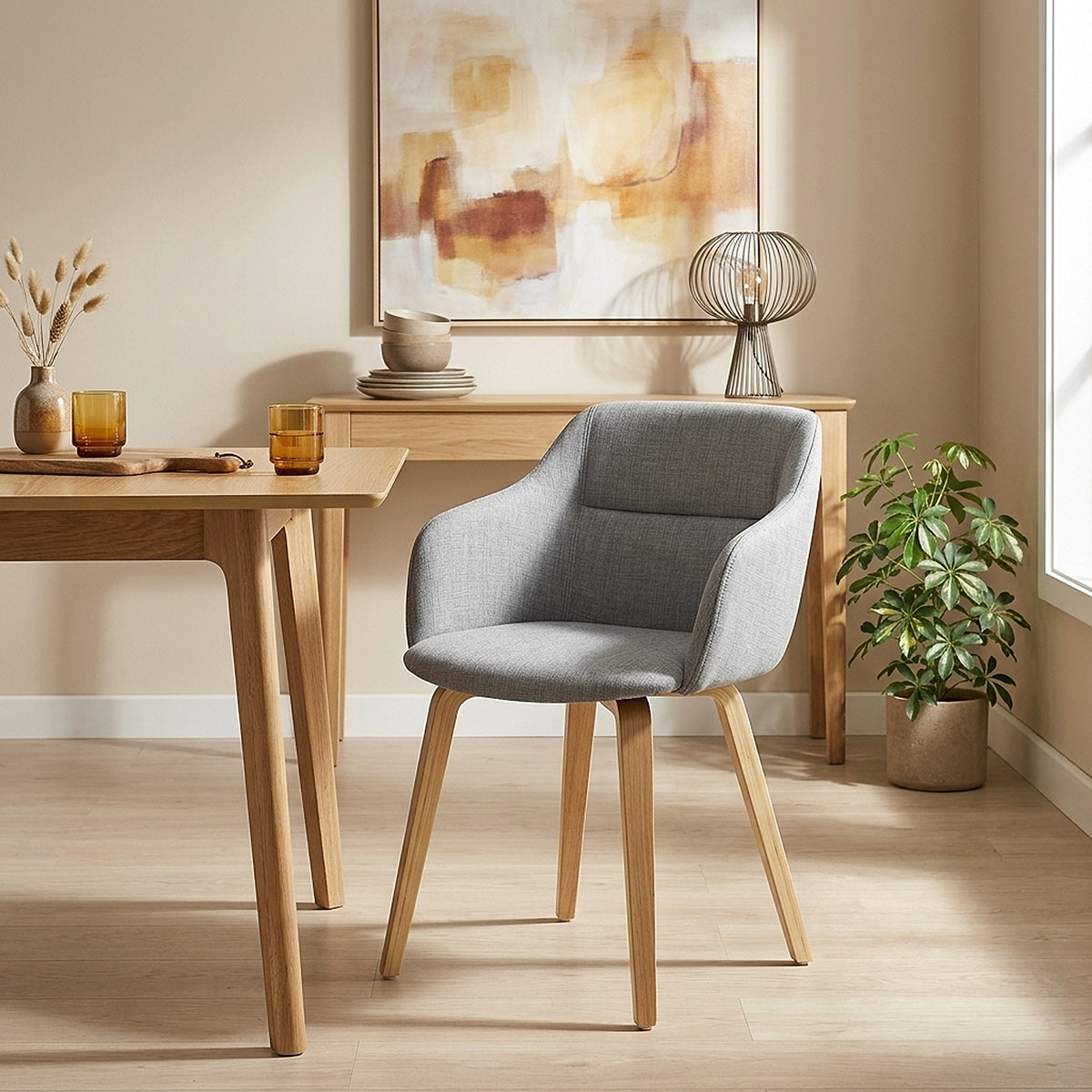 Chaise Bois Tissu - Harley Gris 