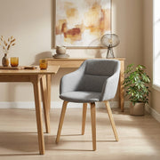 Chaise Bois Tissu - Harley Gris 