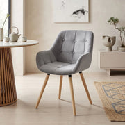 Chaise Velours Bois - Harris Gris 