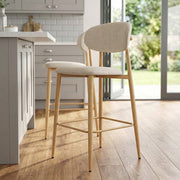 Harrow Oak Bar Stool Beige Fabric