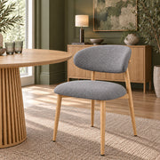 Chaise Effet Chêne Tissu - Harrow Gris