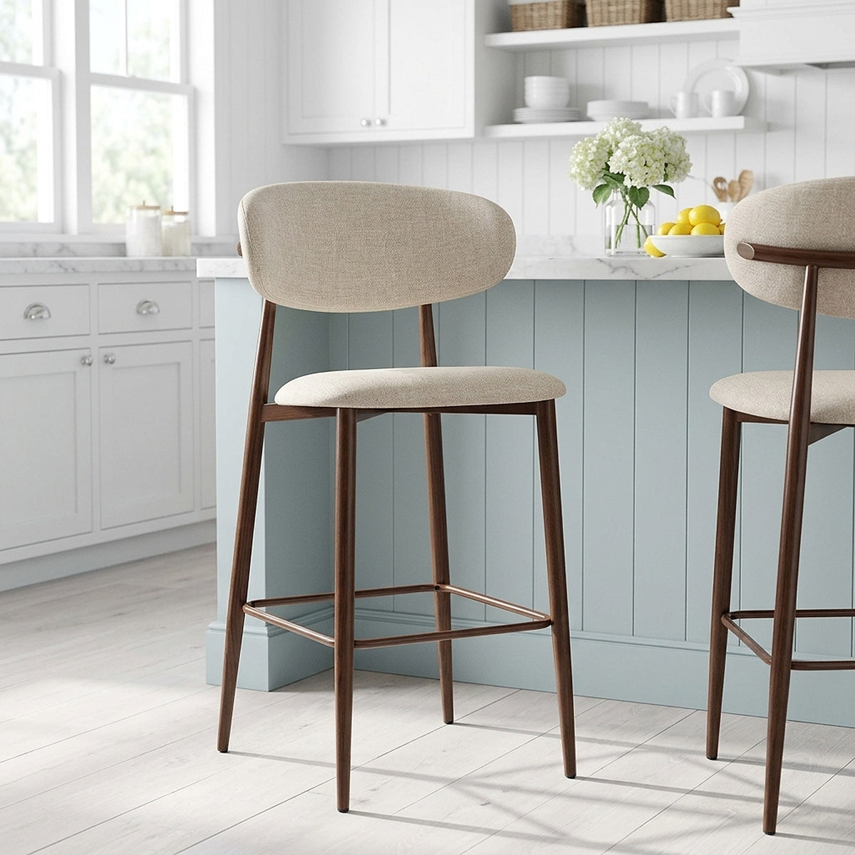Tabouret de Bar Tissu - Harrow Crème